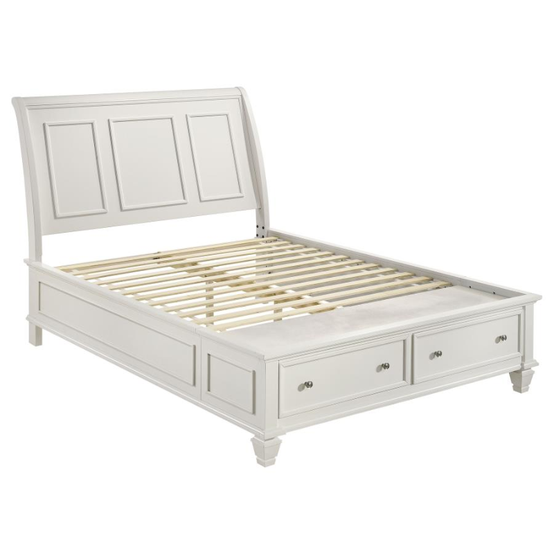 Sandy Beach Wood Queen Storage Bed Frame Cream White 201309Q