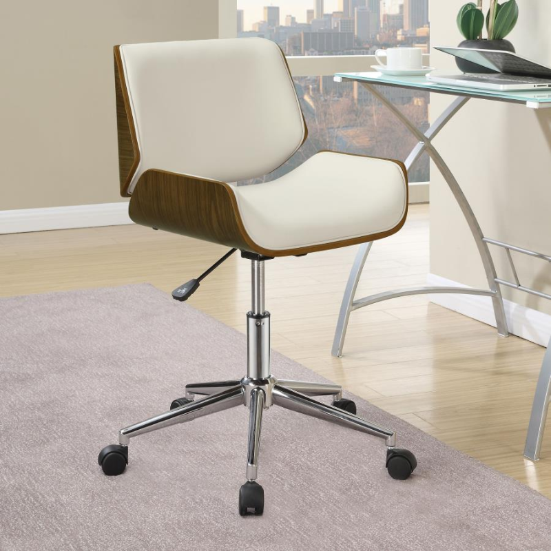 Addington Upholstered Adjustable Office Desk Chair Ecru – 800613