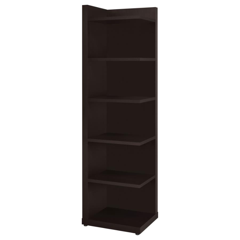 Alder 71-inch 6-Shelf Corner Bookcase Cappuccino – 800270