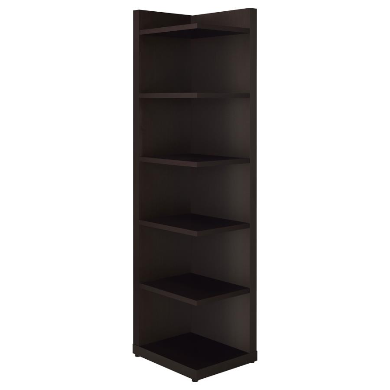 Alder 71-inch 6-Shelf Corner Bookcase Cappuccino – 800270