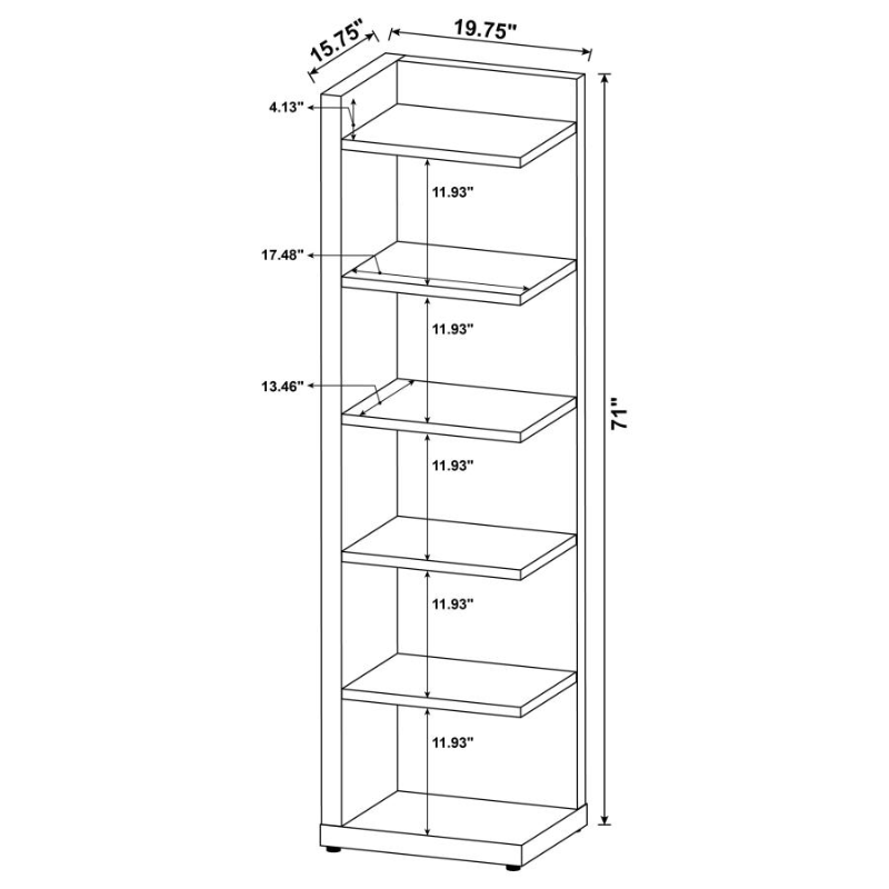 Alder 71-inch 6-Shelf Corner Bookcase Cappuccino – 800270