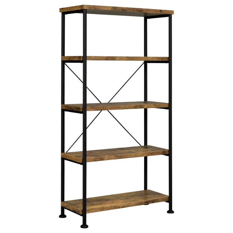 Analiese 63-inch 4-Shelf Bookshelf Rustic Nutmeg – 801542