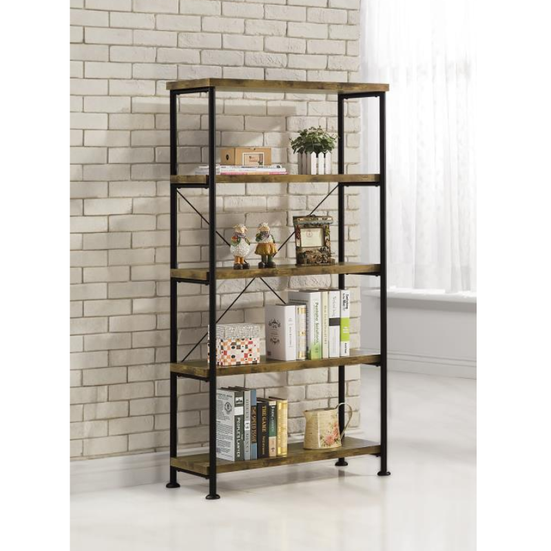 Analiese 63-inch 4-Shelf Bookshelf Rustic Nutmeg – 801542