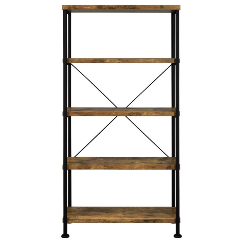 Analiese 63-inch 4-Shelf Bookshelf Rustic Nutmeg – 801542