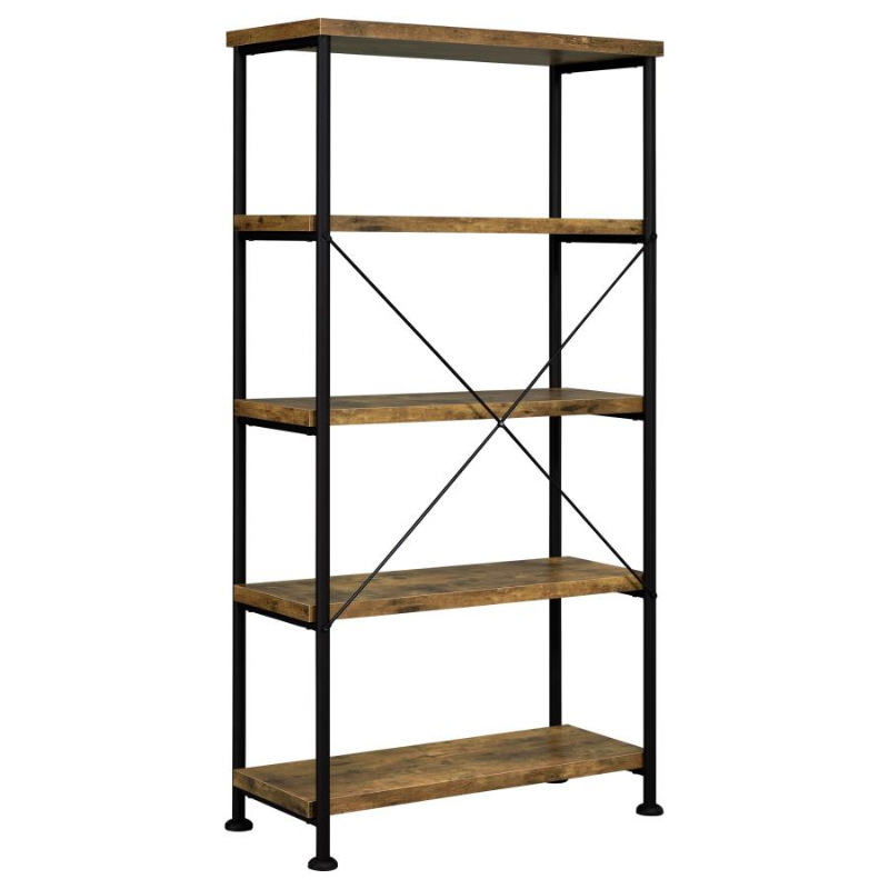 Analiese 63-inch 4-Shelf Bookshelf Rustic Nutmeg – 801542