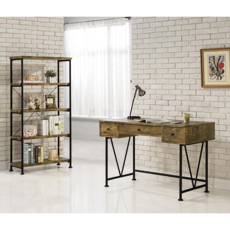 Analiese 63-inch 4-Shelf Bookshelf Rustic Nutmeg – 801542