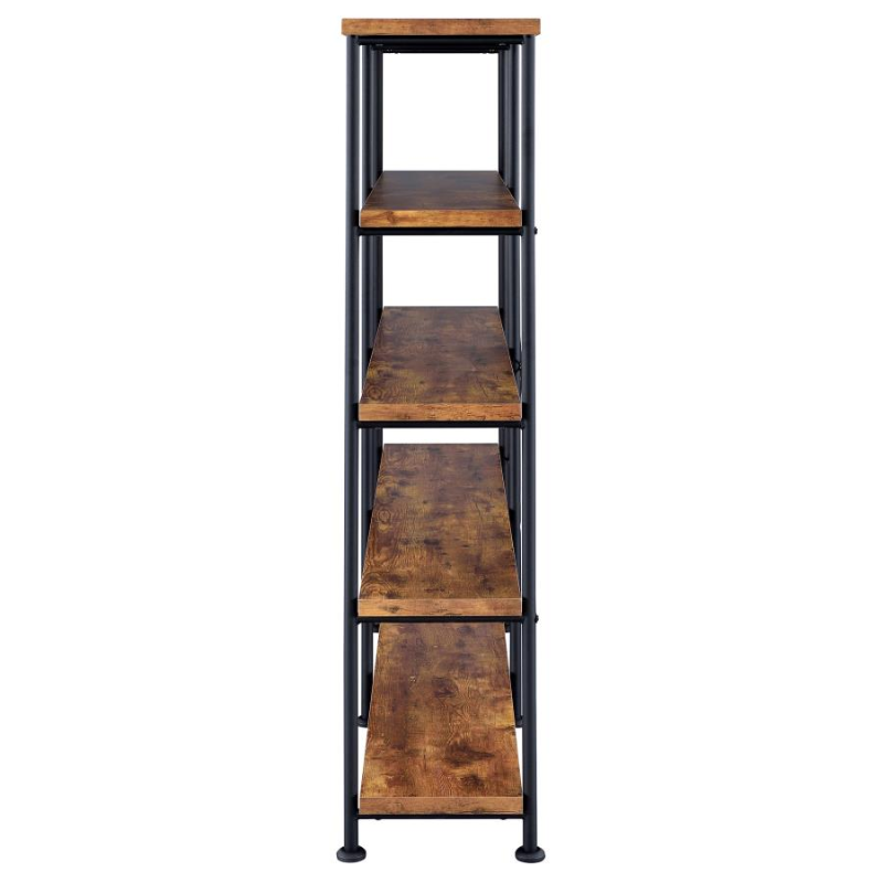 Analiese 63-inch 4-Shelf Double Bookshelf Rustic Nutmeg – 801543