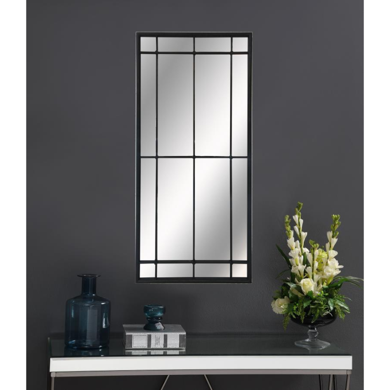 Annetta Collection 24x52 Inch Window Pane Wall Mirror Black - 962913