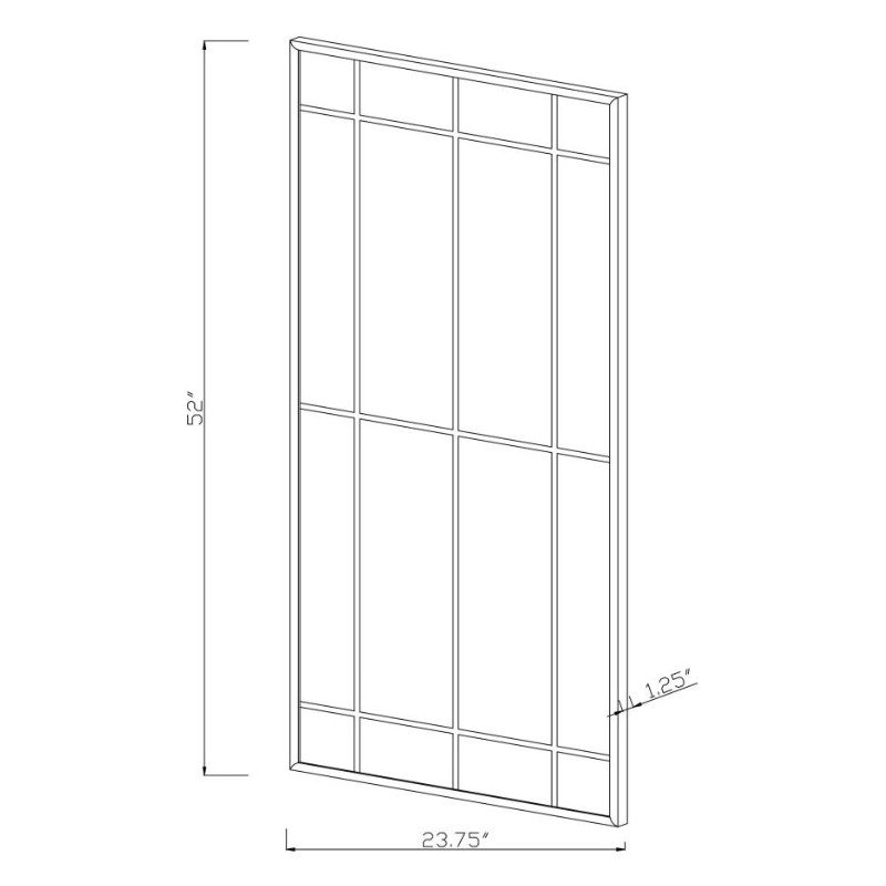 Annetta Collection 24x52 Inch Window Pane Wall Mirror Black - 962913