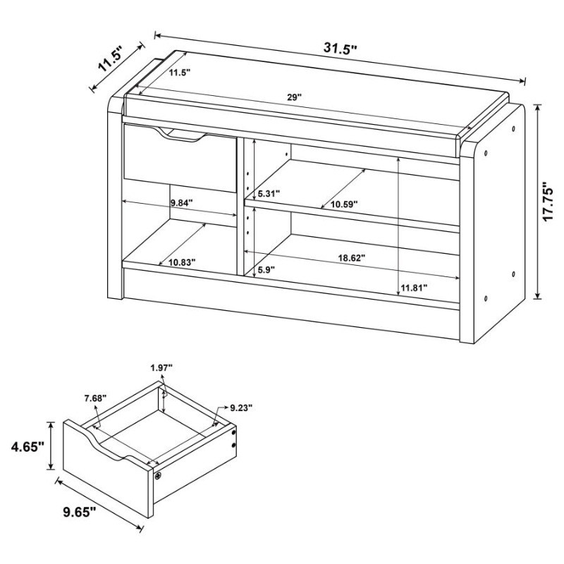 Arrington Storage Bench White Oak - 910322