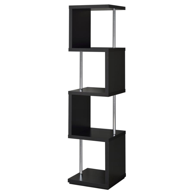 Baxter 67-inch 4-Shelf Bookshelf Black & Chrome – 801419