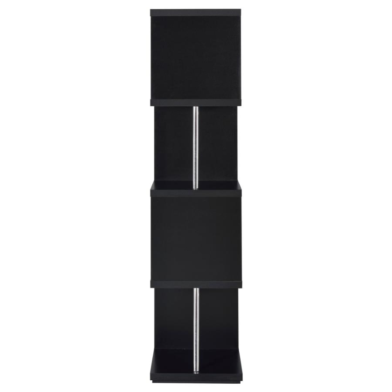 Baxter 67-inch 4-Shelf Bookshelf Black & Chrome – 801419