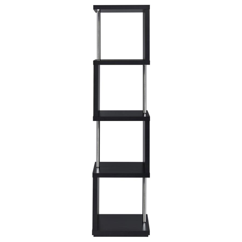 Baxter 67-inch 4-Shelf Bookshelf Black & Chrome – 801419
