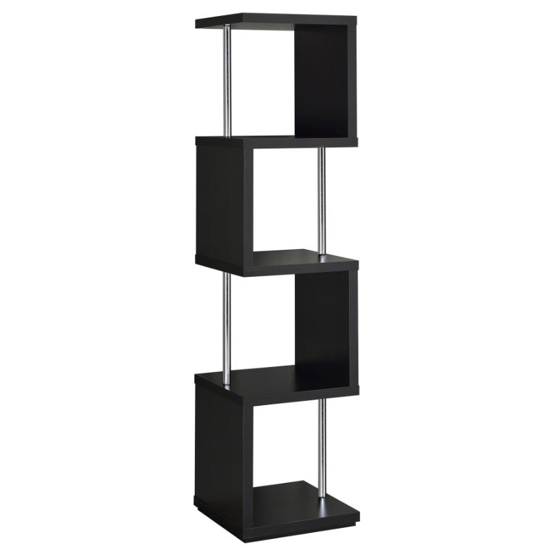 Baxter 67-inch 4-Shelf Bookshelf Black & Chrome – 801419