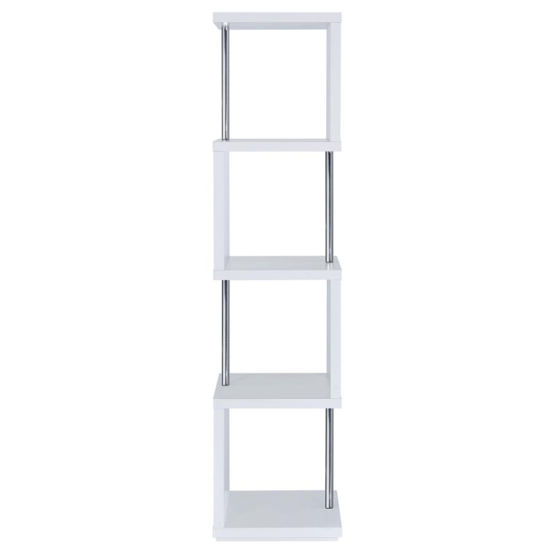 Baxter 67-inch 4-Shelf Bookshelf White and Chrome – 801418