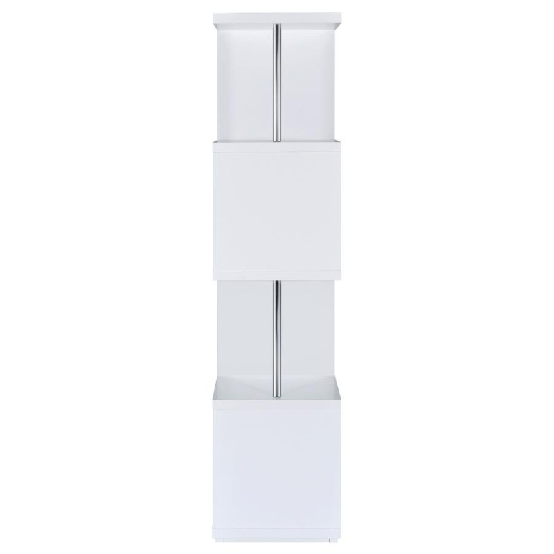 Baxter 67-inch 4-Shelf Bookshelf White and Chrome – 801418