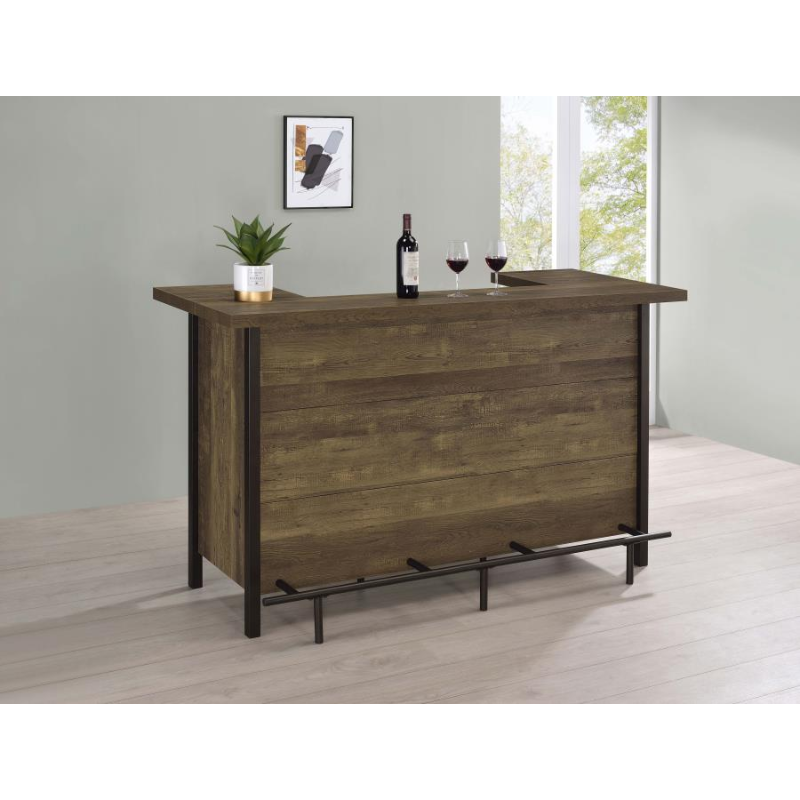 Bellemore Freestanding Home Bar Wine Cabinet Rustic Oak – 182104