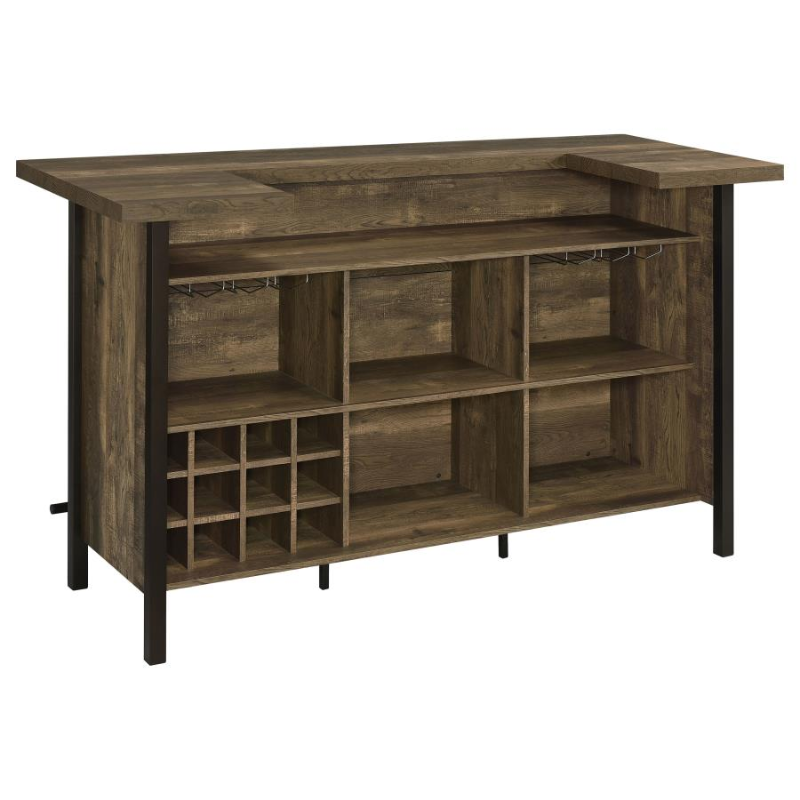 Bellemore Freestanding Home Bar Wine Cabinet Rustic Oak – 182104