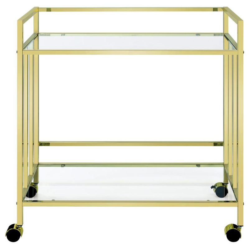 Cara 2-Tier Rectangular Glass Shelf Bar Cart – Brass - 181381