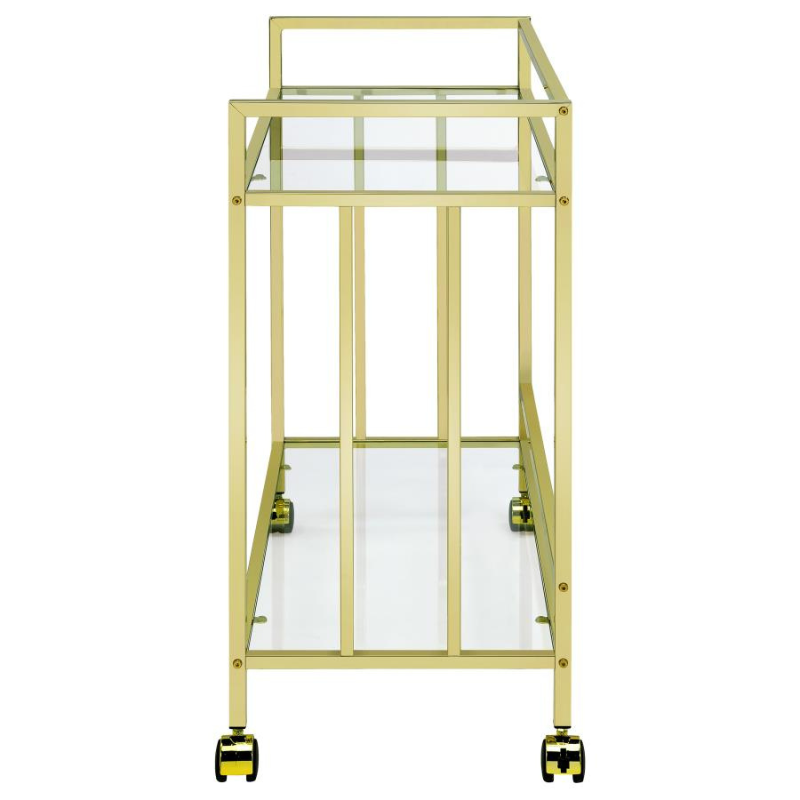 Cara 2-Tier Rectangular Glass Shelf Bar Cart – Brass - 181381