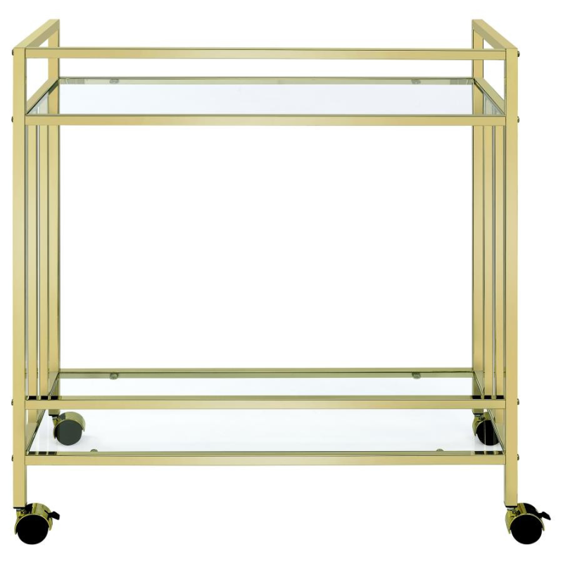 Cara 2-Tier Rectangular Glass Shelf Bar Cart – Brass - 181381