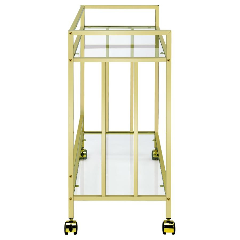 Cara 2-Tier Rectangular Glass Shelf Bar Cart – Brass - 181381