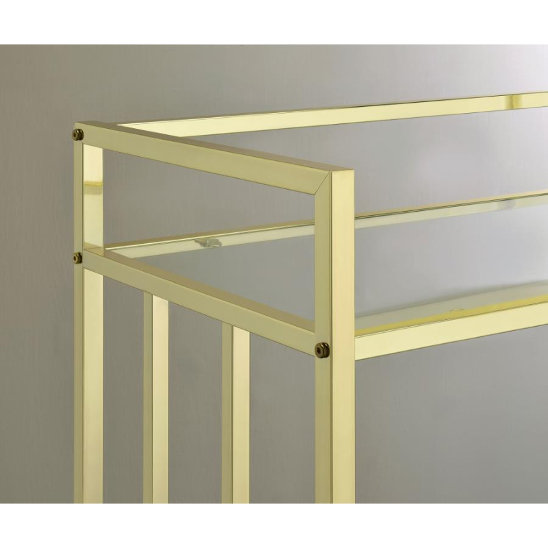 Cara 2-Tier Rectangular Glass Shelf Bar Cart – Brass - 181381