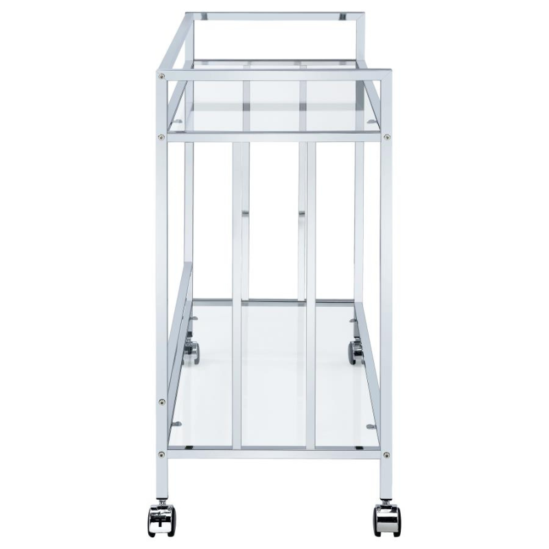 Cara 2-Tier Rectangular Glass Shelf Metal Bar Cart Chrome - 181382