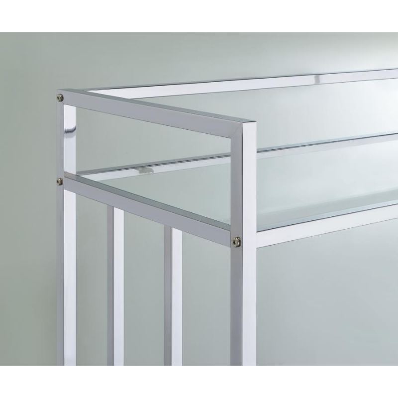 Cara 2-Tier Rectangular Glass Shelf Metal Bar Cart Chrome - 181382