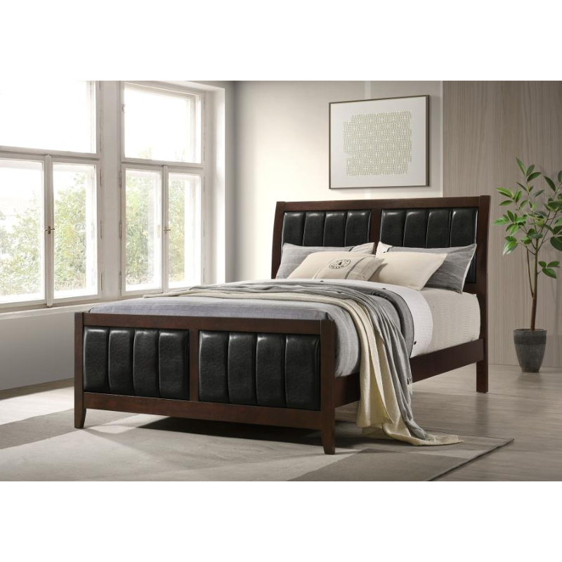 Carlton Cappuccino Panel Bed Mid-Century Modern Style - 202091