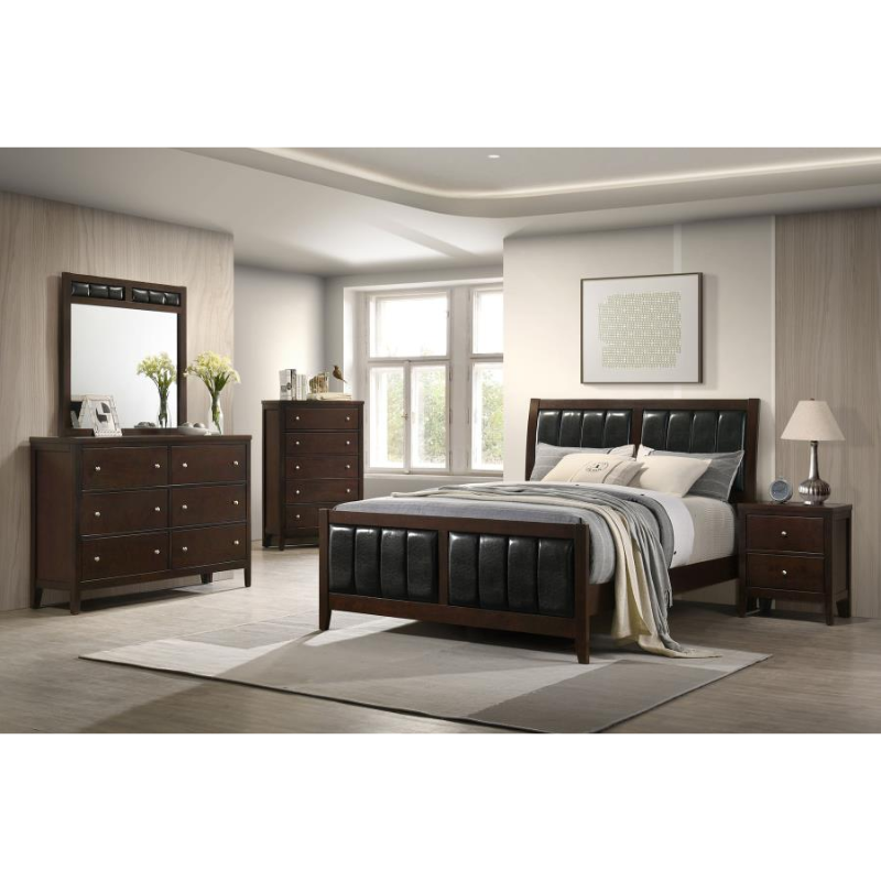 Carlton Cappuccino Panel Bed Mid-Century Modern Style - 202091