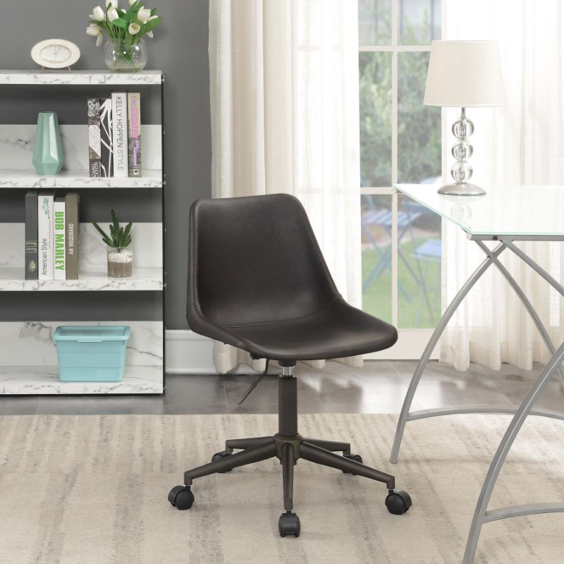 Carnell Upholstered Adjustable Home Office Desk Chair Brown – 803378