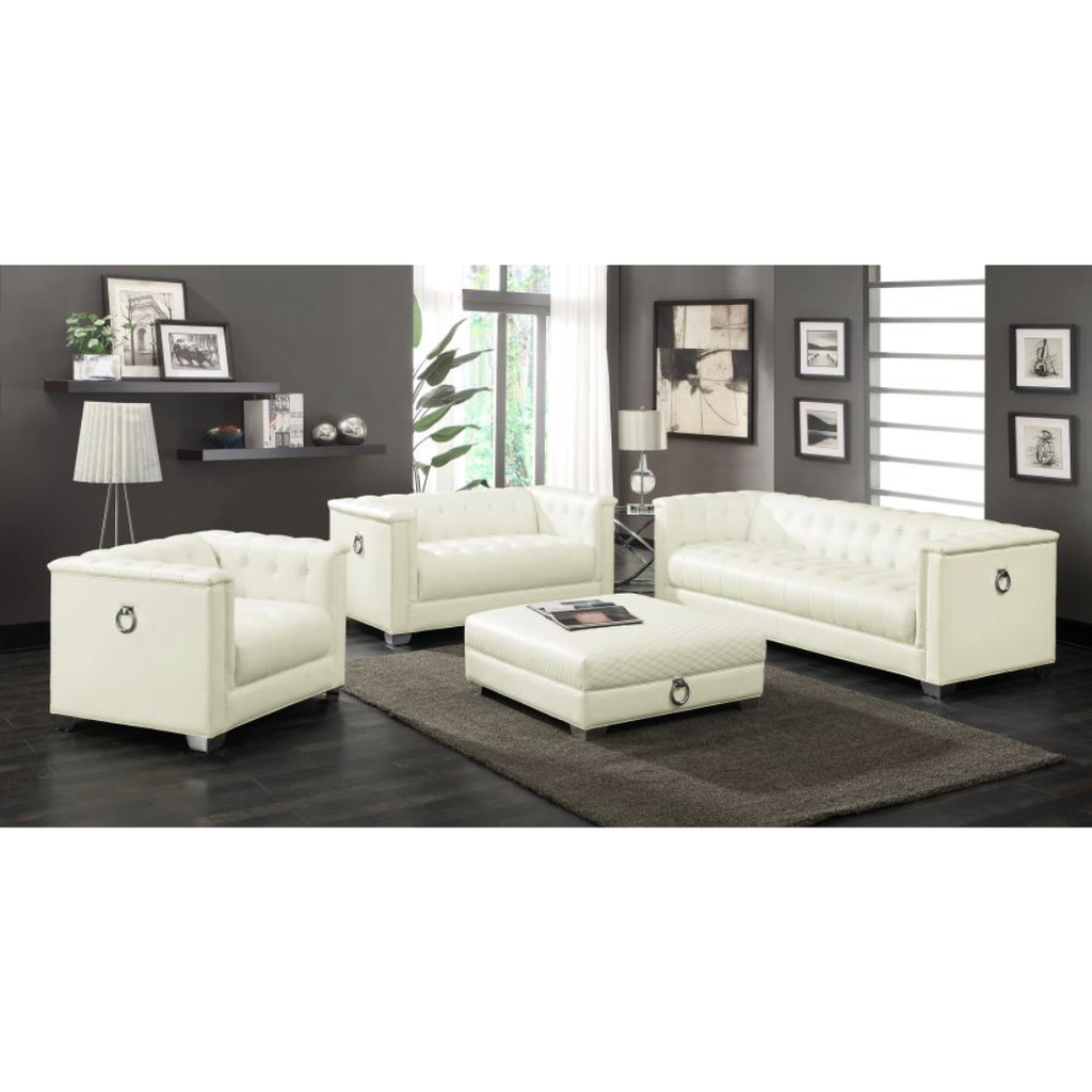Chaviano Collection – Modern Pearl White Living Room Furniture 505391-S4