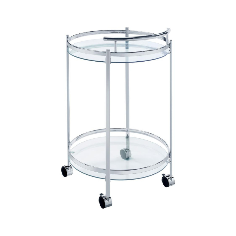Chrissy Round Glass Shelf Bar Cart – Chrome - 181367