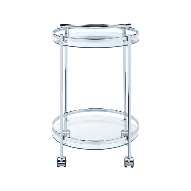 Chrissy Round Glass Shelf Bar Cart – Chrome - 181367