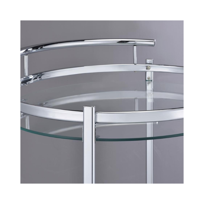 Chrissy Round Glass Shelf Bar Cart – Chrome - 181367