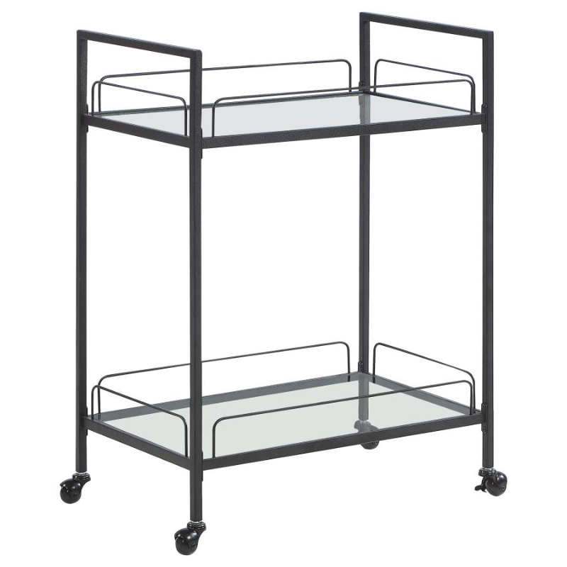 Curtis 2-Tier Rectangular Glass Shelf Metal Bar Cart – 181065