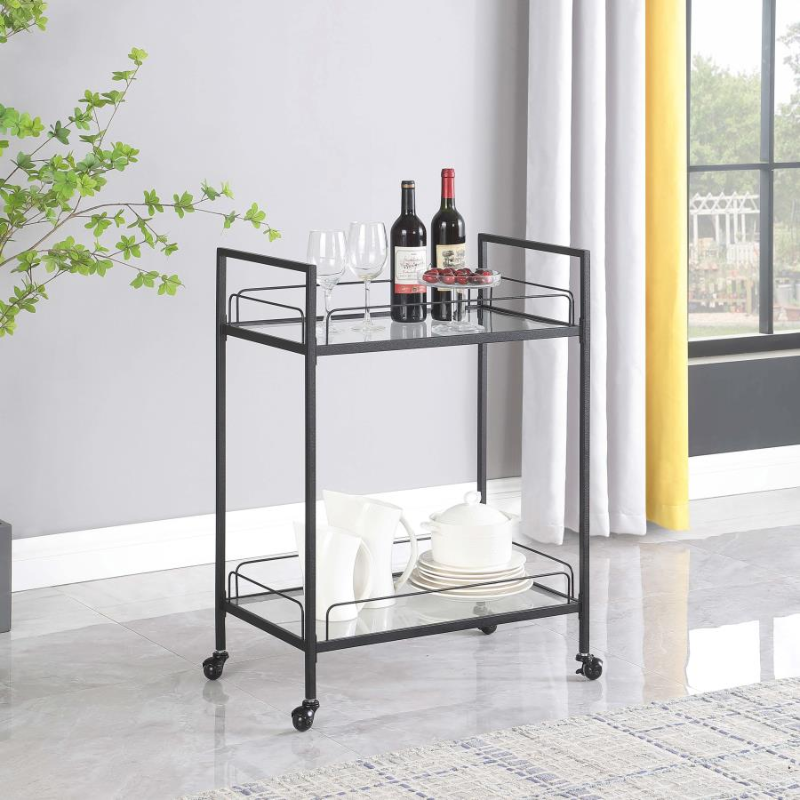 Curtis 2-Tier Rectangular Glass Shelf Metal Bar Cart – 181065