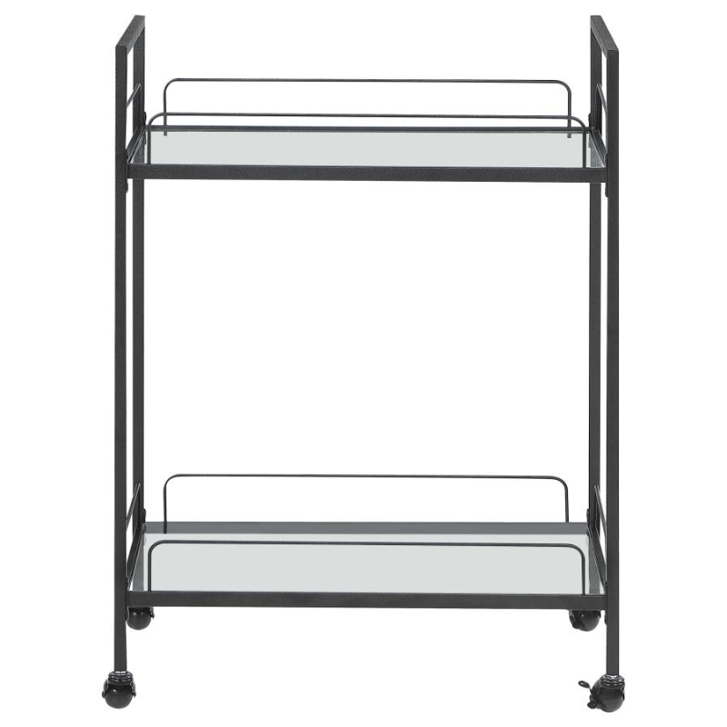 Curtis 2-Tier Rectangular Glass Shelf Metal Bar Cart – 181065