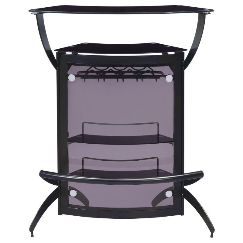Dallas 2-Shelf Curved Freestanding Home Bar Cabinet Black – 182135