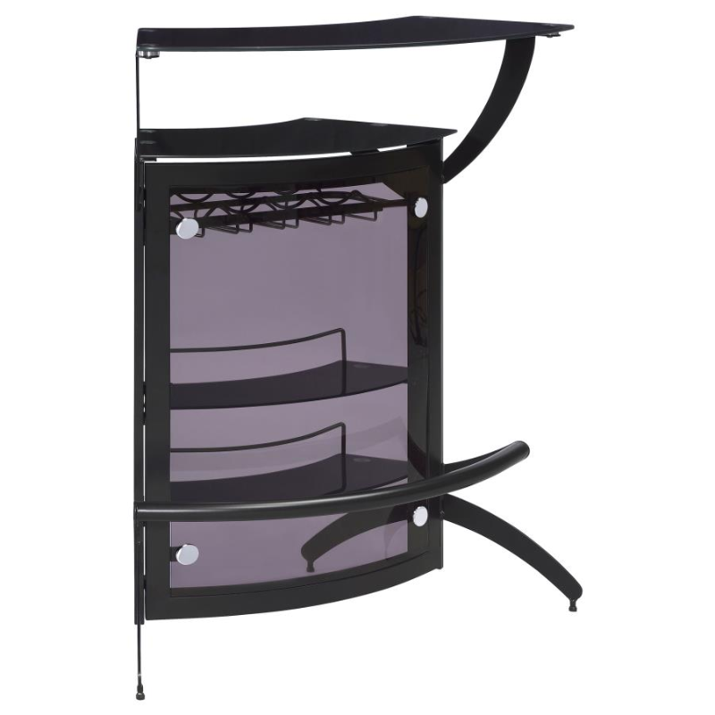 Dallas 2-Shelf Curved Freestanding Home Bar Cabinet Black – 182135