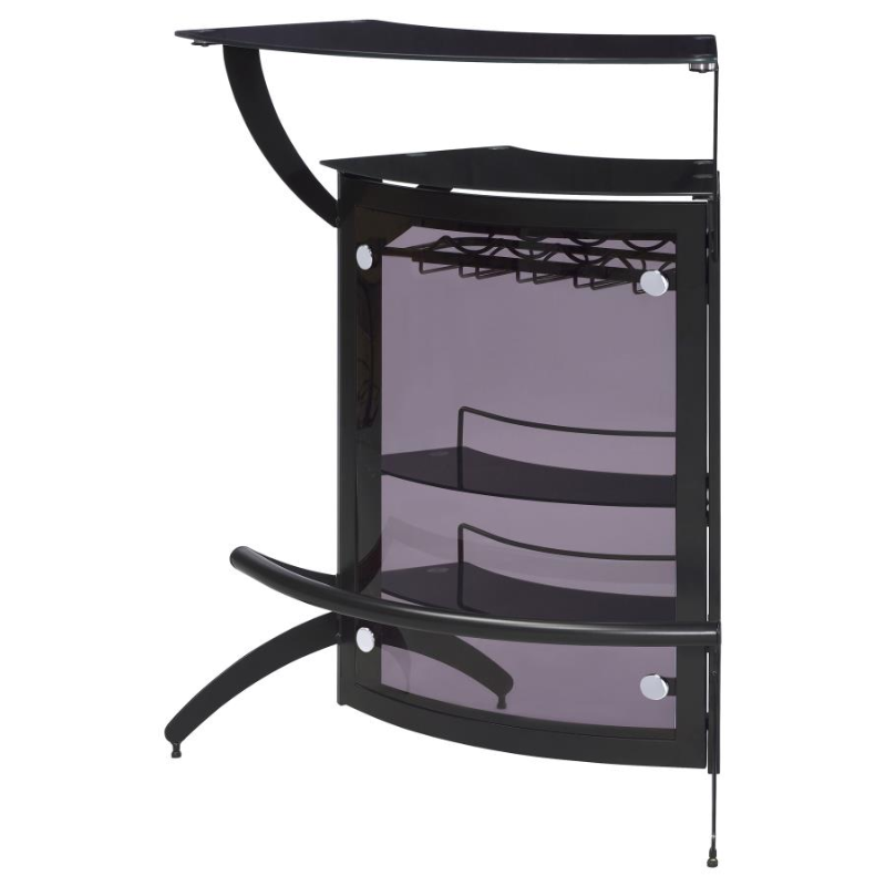 Dallas 2-Shelf Curved Freestanding Home Bar Cabinet Black – 182135