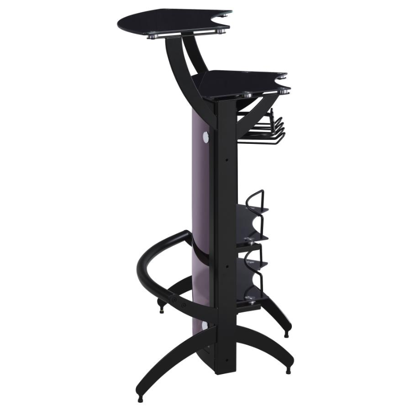 Dallas 2-Shelf Curved Freestanding Home Bar Cabinet Black – 182135