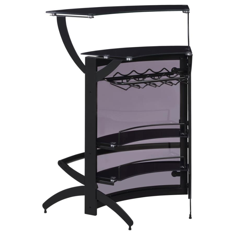Dallas 2-Shelf Curved Freestanding Home Bar Cabinet Black – 182135
