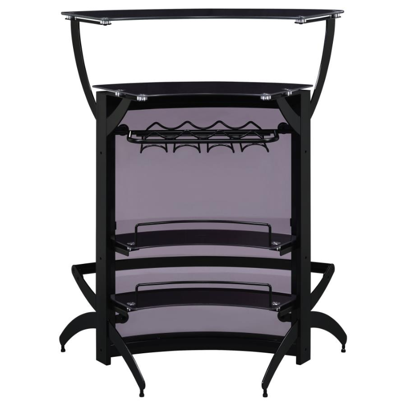 Dallas 2-Shelf Curved Freestanding Home Bar Cabinet Black – 182135
