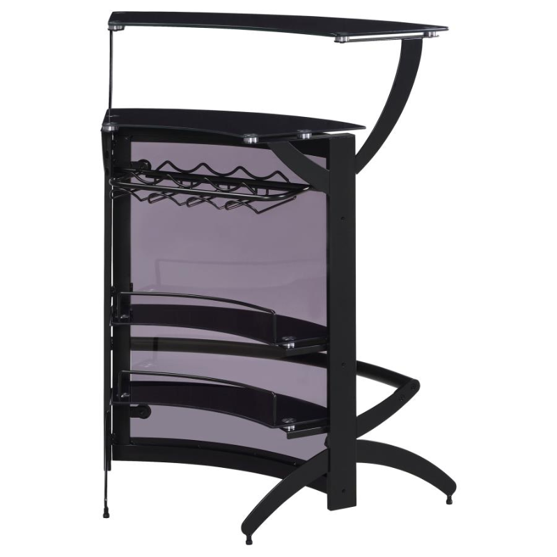 Dallas 2-Shelf Curved Freestanding Home Bar Cabinet Black – 182135