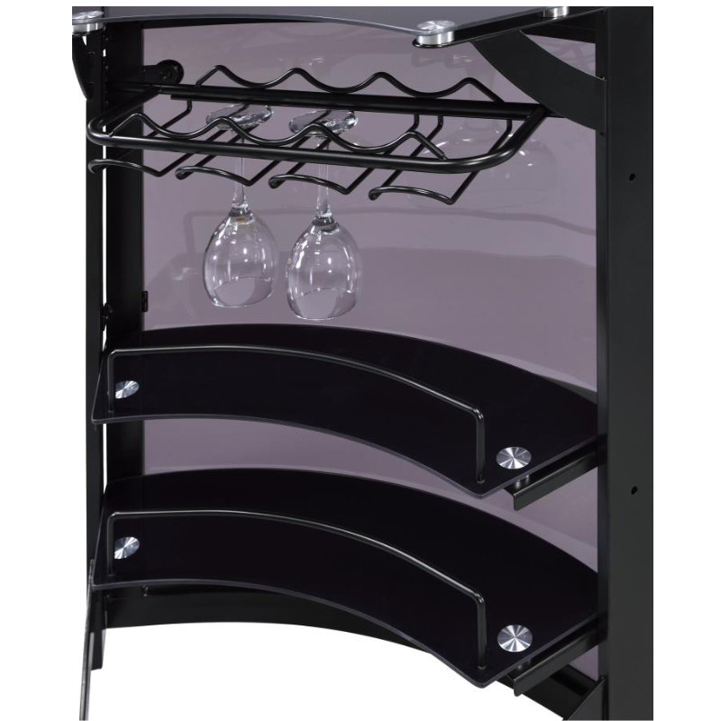 Dallas 2-Shelf Curved Freestanding Home Bar Cabinet Black – 182135