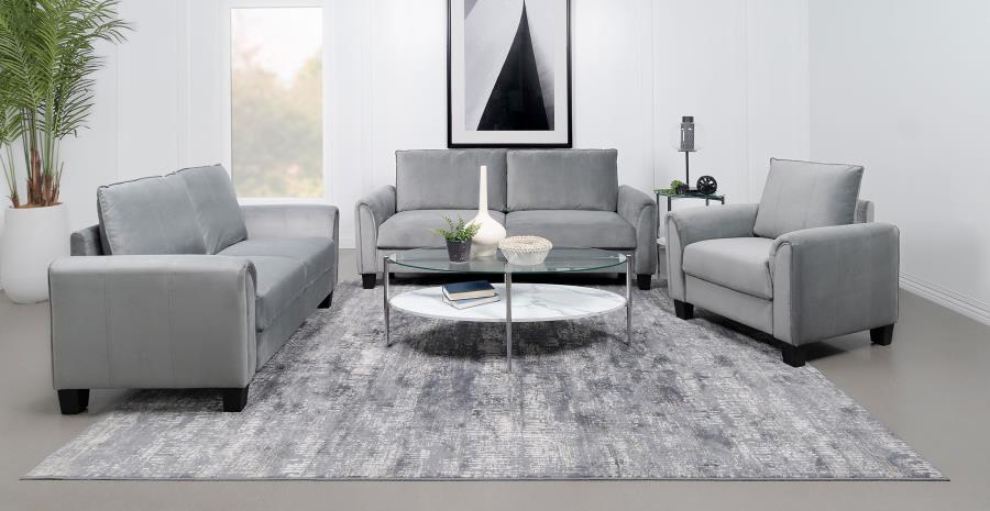 Davis Grey Upholstered Rolled Arm Sofa – 509634 Coaster Furniture