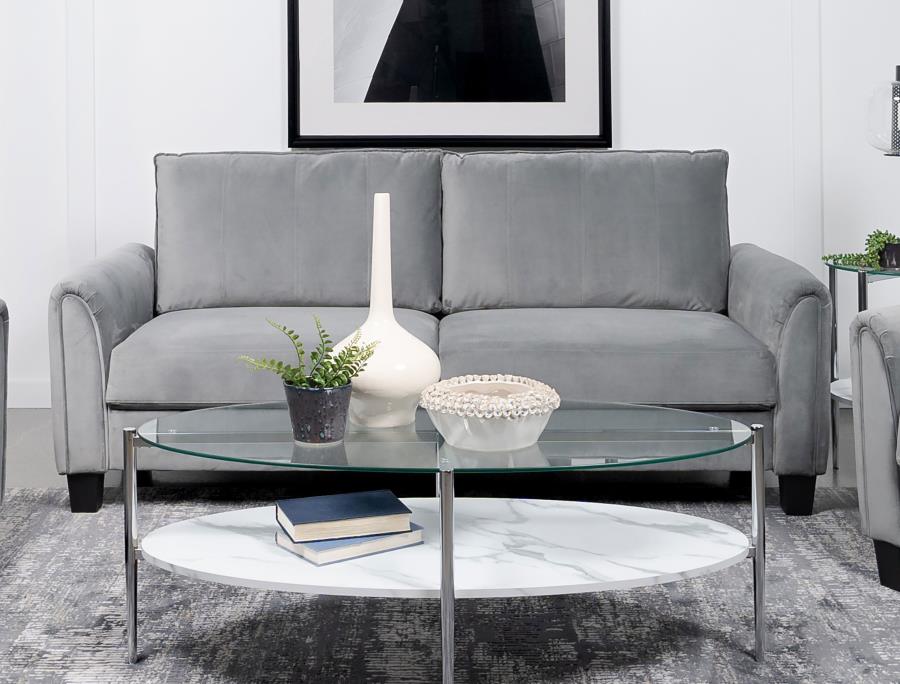 Davis Grey Upholstered Rolled Arm Sofa – 509634 Coaster Furniture