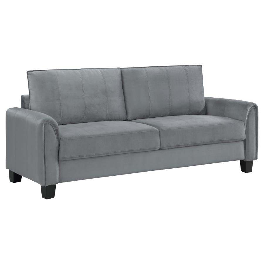 Davis Grey Upholstered Rolled Arm Sofa – 509634 Coaster Furniture